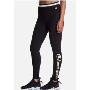Champion Women’s Black Leggings Metallic Logo